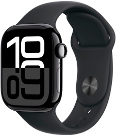 Apple Watch Series 10 GPS 42mm Jet Black Aluminum Case with Black Sport Band 