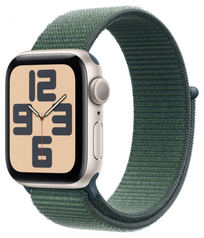 Apple Watch SE 2024 GPS 40mm Starlight Aluminium Case with Lake Green Loop Band MXEH3 фото 1