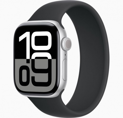 Apple Watch Series 10 GPS 42mm Silver Aluminum Case with Black Sport Band - M/L фото 1