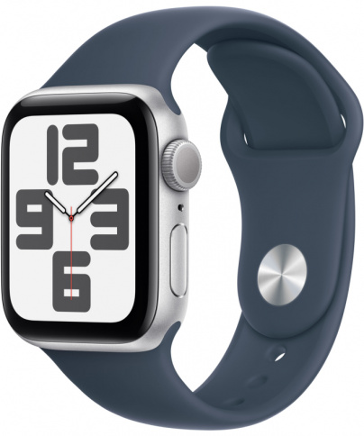 Apple Watch SE 2023 GPS 40mm  Silver Aluminum Case with Storm Blue Sport Band (M/L MRE23) фото 1